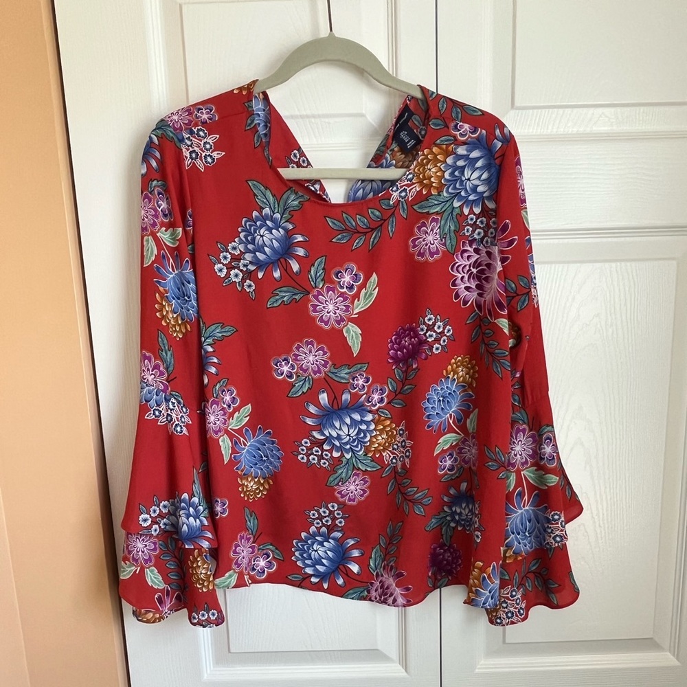 Adrienne Vittadini Floral Blouse Size Large EUC
